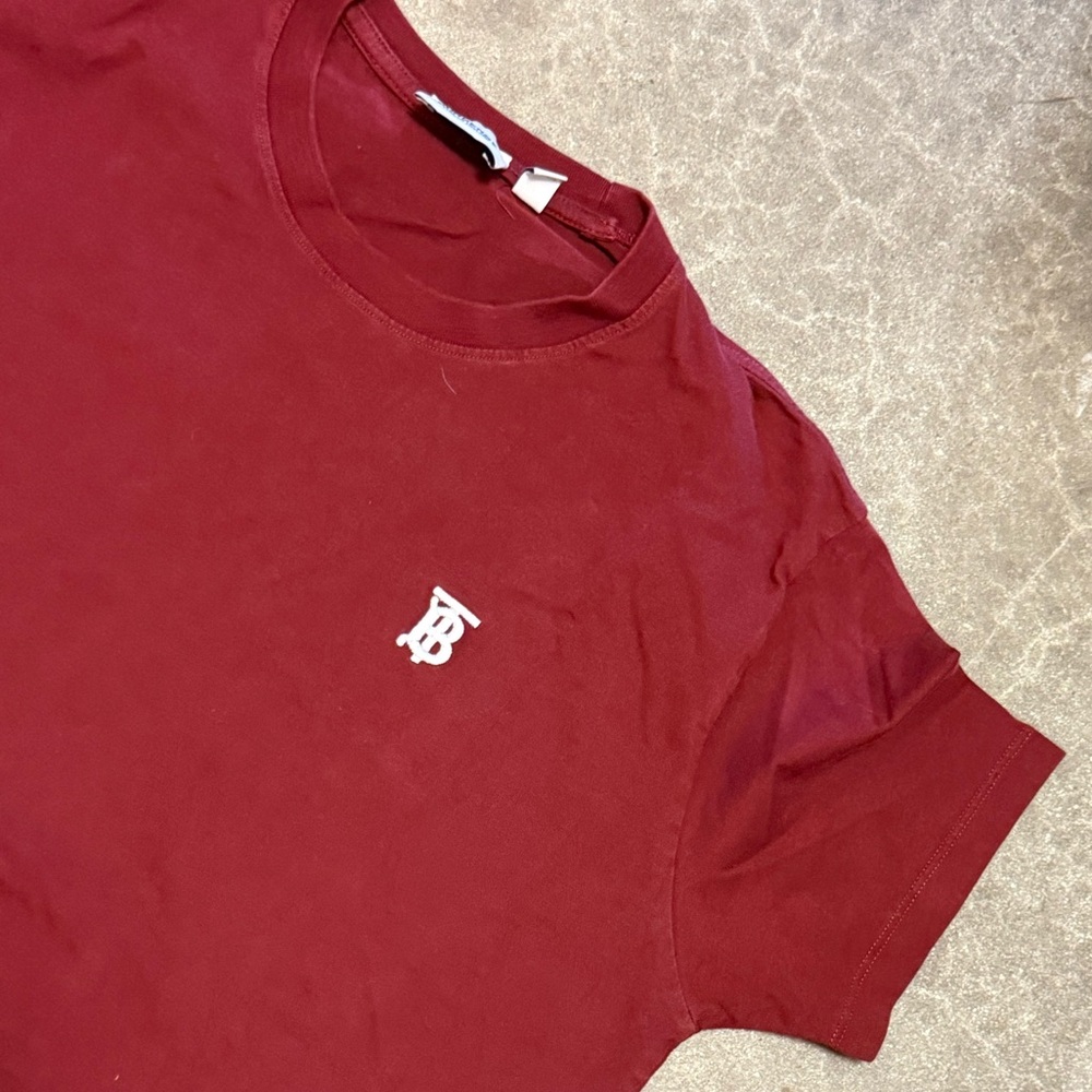 BURBERRY MENS PARKER LOGO T-SHIRT, SIZE LARGE, MERLOT RED - Picture 5 of 8